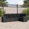 Salon de jardin 5 pcs avec coussins noir résine tressée 