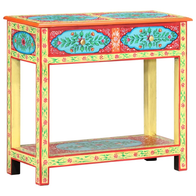Table console peinte à la main 80x35x75 cm Bois de manguier Table console peinte à la main 80x35x75 cm Bois de manguier