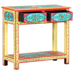 Table console peinte à la main 80x35x75 cm Bois de manguier 