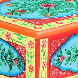 Table console peinte à la main 80x35x75 cm Bois de manguier 