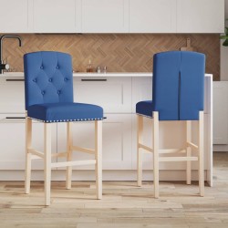 Chaises de bar lot de 2 bois massif d'hévéa et tissu 