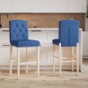 Chaises de bar lot de 2 bois massif d'hévéa et tissu 