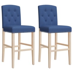 Chaises de bar lot de 2 bois massif d'hévéa et tissu 
