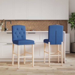 Chaises de bar lot de 2 bois massif d'hévéa et tissu 