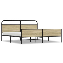 Cadre de lit en métal sans matelas chêne sonoma 183x213 cm 