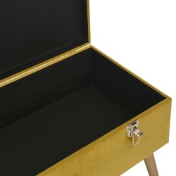 Banc avec compartiment de rangement 80cm Jaune moutarde Velours 