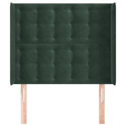 Tête de lit avec oreilles Vert foncé 83x16x118/128 cm Velours  