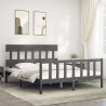 Cadre de lit sans matelas gris bois de pin massif 