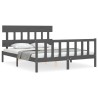 Cadre de lit sans matelas gris bois de pin massif 