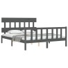Cadre de lit sans matelas gris bois de pin massif 