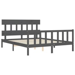 Cadre de lit sans matelas gris bois de pin massif 