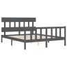 Cadre de lit sans matelas gris bois de pin massif 
