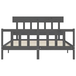 Cadre de lit sans matelas gris bois de pin massif 