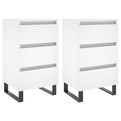 Tables de chevet 2 pcs blanc 40x35x69 cm bois d’ingénierie 