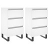 Tables de chevet 2 pcs blanc 40x35x69 cm bois d’ingénierie 