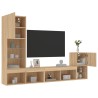 Unités murales TV avec LED 4 pcs chêne sonoma bois d'ingénierie 