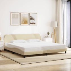 Cadre de lit sans matelas crème 200x200 cm tissu 