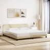 Cadre de lit sans matelas crème 200x200 cm tissu 