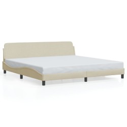 Cadre de lit sans matelas crème 200x200 cm tissu 