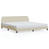 Cadre de lit sans matelas crème 200x200 cm tissu 