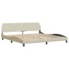 Cadre de lit sans matelas crème 200x200 cm tissu 