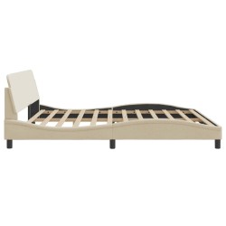 Cadre de lit sans matelas crème 200x200 cm tissu 