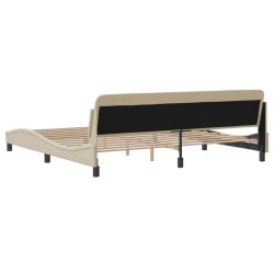 Cadre de lit sans matelas crème 200x200 cm tissu 