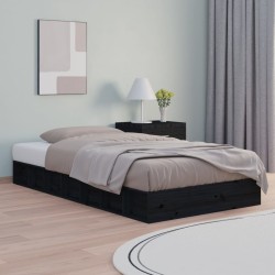 Cadre de lit sans matelas noir 135x190 cm bois massif 