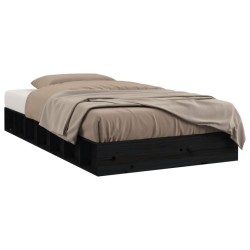 Cadre de lit sans matelas noir 135x190 cm bois massif 