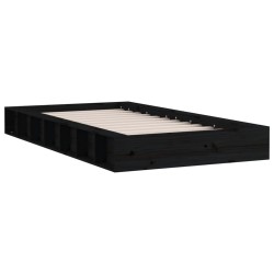Cadre de lit sans matelas noir 135x190 cm bois massif 