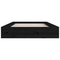 Cadre de lit sans matelas noir 135x190 cm bois massif 