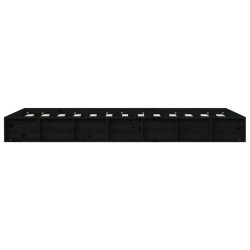 Cadre de lit sans matelas noir 135x190 cm bois massif 