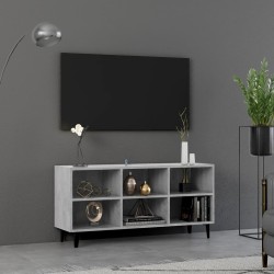 Meuble TV avec pieds en métal Gris béton 103,5x30x50 cm 
