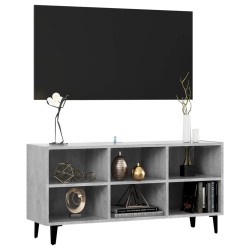 Meuble TV avec pieds en métal Gris béton 103,5x30x50 cm 