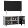 Meuble TV avec pieds en métal Gris béton 103,5x30x50 cm 