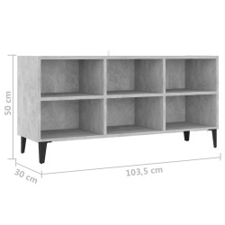 Meuble TV avec pieds en métal Gris béton 103,5x30x50 cm 