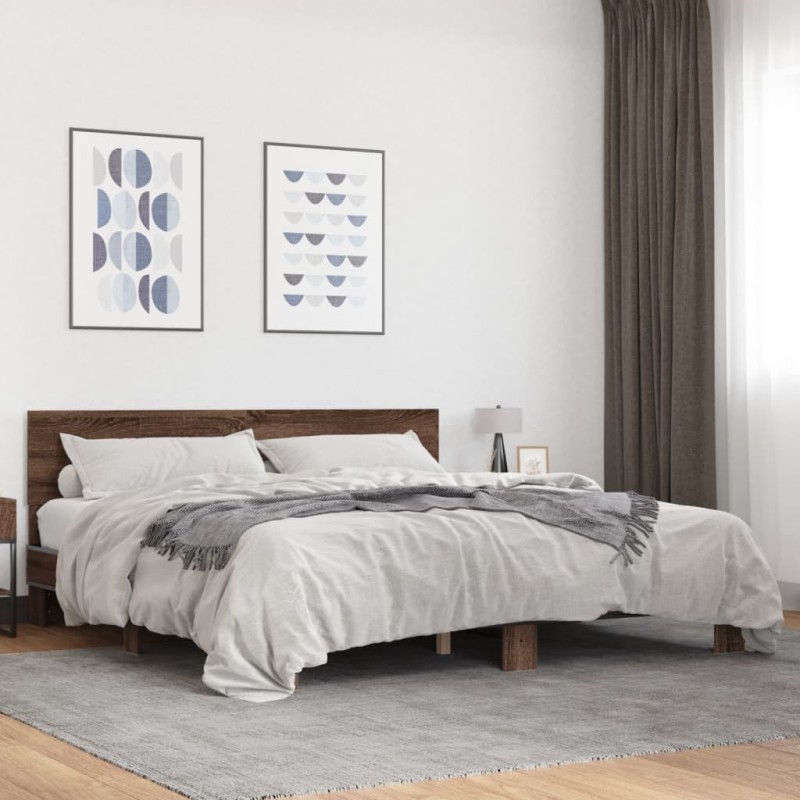 Cadre de lit sans matelas chêne marron 200x200 cm 