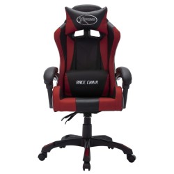 Fauteuil de jeux vidéo avec LED RVB Bordeaux et noir Similicuir 