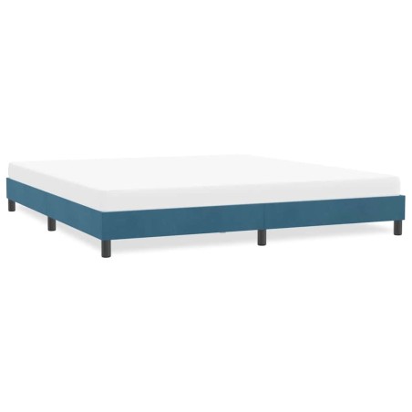 Cadre de lit sans matelas bleu foncé 180x220 cm velours 
