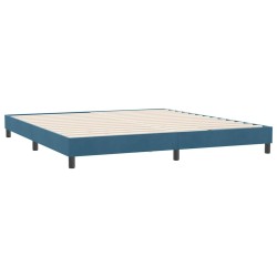 Cadre de lit sans matelas bleu foncé 180x220 cm velours 
