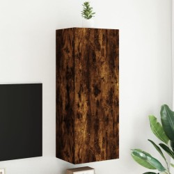 Meuble TV mural chêne fumé 40,5x30x102 cm bois d'ingénierie 