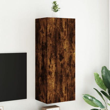 Meuble TV mural chêne fumé 40,5x30x102 cm bois d'ingénierie 