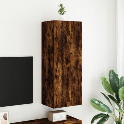 Meuble TV mural chêne fumé 40,5x30x102 cm bois d'ingénierie 