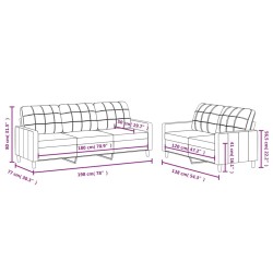 Ensemble de canapés 2 pcs avec coussins Crème Tissu 
