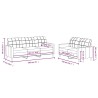 Ensemble de canapés 2 pcs avec coussins Crème Tissu 