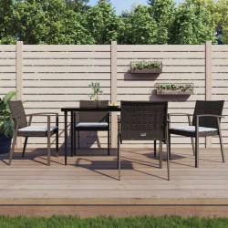 Ensemble à manger de jardin 5 pcs coussins résine tressée acier 