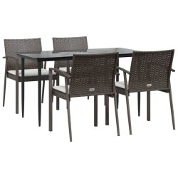 Ensemble à manger de jardin 5 pcs coussins résine tressée acier 