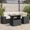 Salon de jardin 5 pcs avec coussins noir résine tressée 