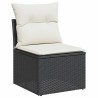 Salon de jardin 5 pcs avec coussins noir résine tressée 