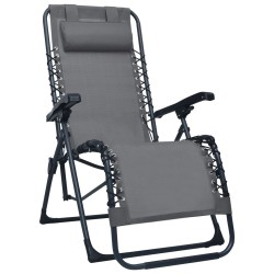 Chaises pliables de terrasse lot de 2 Gris Textilène 
